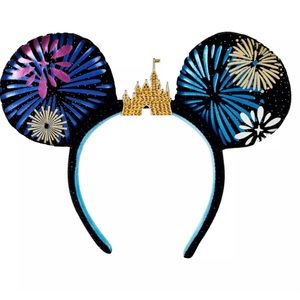Disney 50th Mickey Attraction Cinderella Castle Fireworks Ear Headband